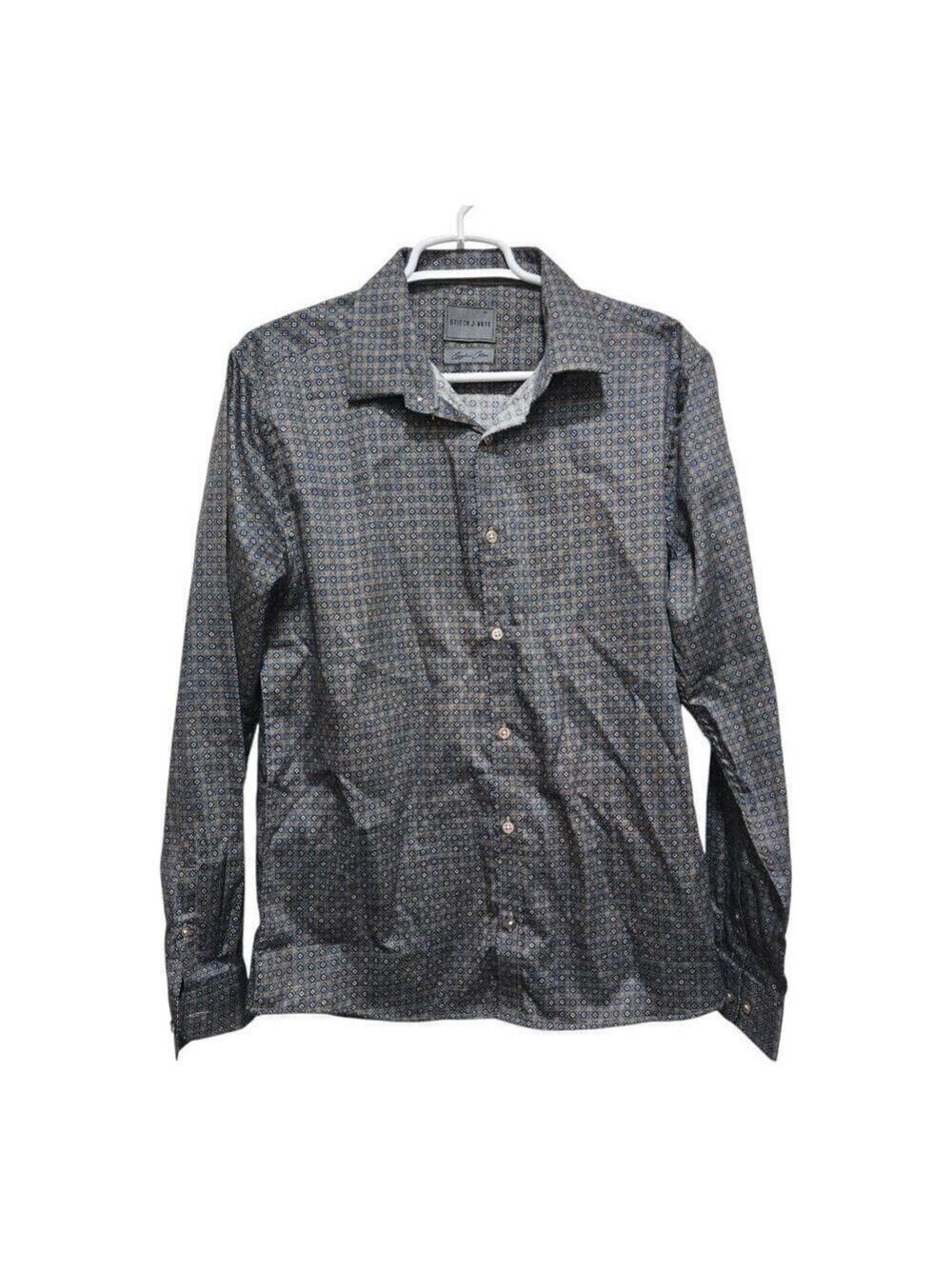 Stitch Note Geometric Print Egyptian Cotton Shirt Mens Medium